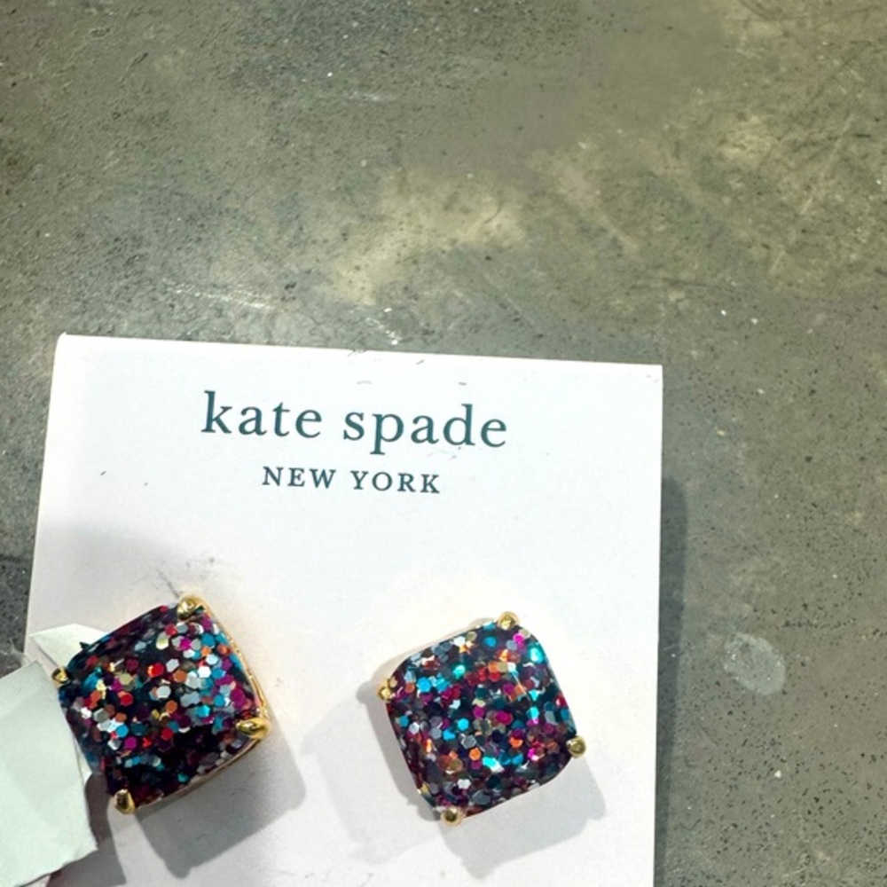 Kate Spade ♠️ Multicolor Glitter Earrings with golden sides- SUPER FUN! Zoom in